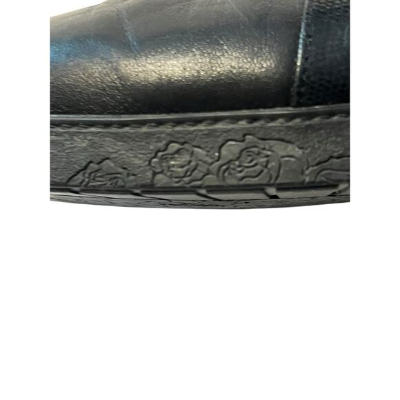 BeautiFeel Black Ankle Boots •39/8.5•Snakeskin Embossed Accent Flats Leather EXC - Picture 4 of 10